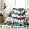 Transportation Car Throw Blanket for Kids, 50 X 60 Inch Cozy Cartoon Construction Fire Truck Fuzzy Plush Blanket for