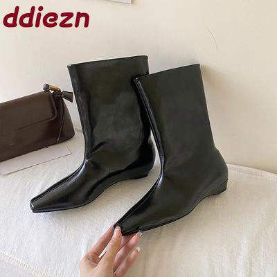 Мода Мода Женские ботильоны в западном стиле с острым носком Женские слипоны Современные короткие ботинки на обуви, увеличивающей рост