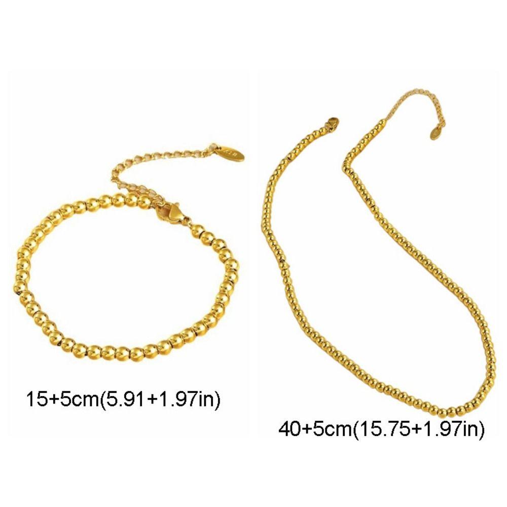 Round Gold-plated Necklace Oriental Charm Golden Hand Chain Aesthetic Bead Bracelet Couple
