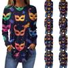 Women's Loose Round Neck Vintage Print Long Sleeve T-Shirt Top Pullover Carnival