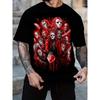 Летняя мужская футболка с круглым вырезом и короткими рукавами, модного бренда, удобного свободного кроя, с 3D цифровым принтом в виде черепа