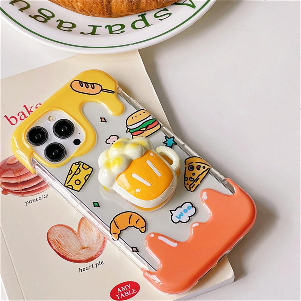 Корейский летний мягкий чехол для телефона с гамбургером, сыром, пивом, мороженым, чехол для Iphone 14 12 11 13 Pro Xr X Xs Max, защитный чехол