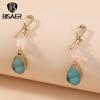 Blue Imitation Natural Stone & Pink Imitation Pearls Stud Earrings for Women Fine Jewelry
