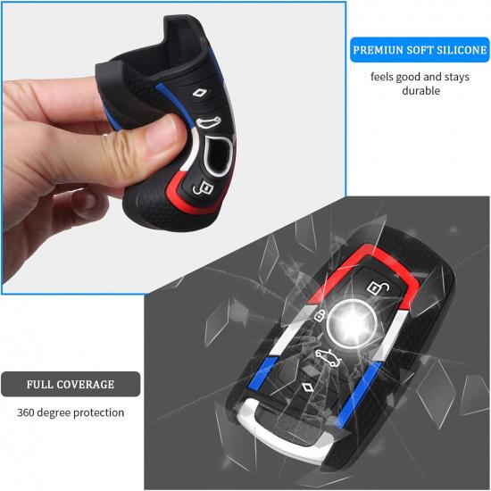 QBUC for BMW Key Fob Cover, Silicone Key Shell Case for BMW X3 X5 X4 X1 X6 2 3 4 5 6 7 Series M3 M5 M6 GT3 GT5 G30 F10 F20 Key Protector with
