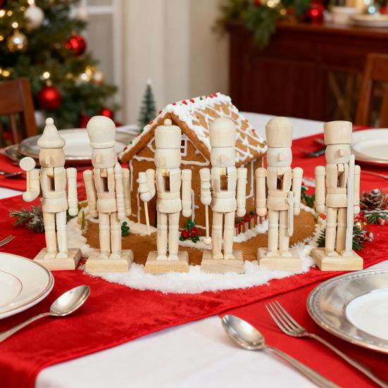 6 шт. Неокрашенные рождественские щелкунчики 5 дюймов Деревянные фигурки щелкунчиков Сделай сам Фигурки солдатиков-щелкунчиков Рождественский поделочный проект для взрослых и детей Праздник