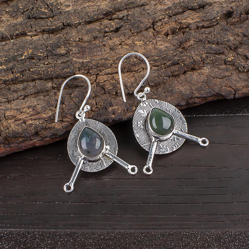 Украшения из мохового агата, серьги из стерлингового серебра 925 пробы, красивые серебряные серьги ручной работы для подарка на День благодарения