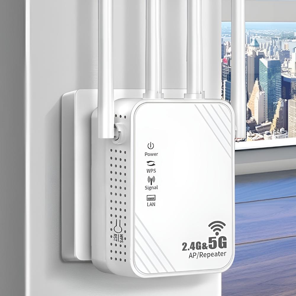 Усилитель сигнала wifi репитер lan rj-45 1200 Мбит/с роутер точка доступа 4 антенны 5 ГГц