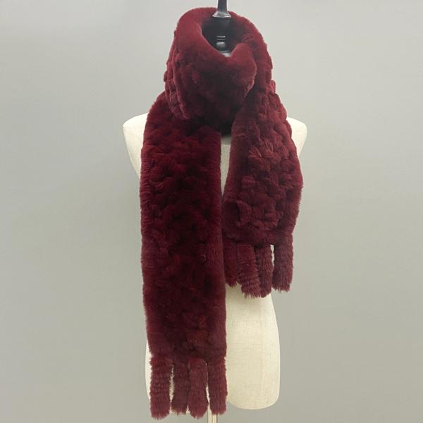 Шарф из натурального меха Пушистый длинный палантин Натуральный мех кролика рекс Ручной вязки Стильные женские шарфы Зимние палантины 180смx13см