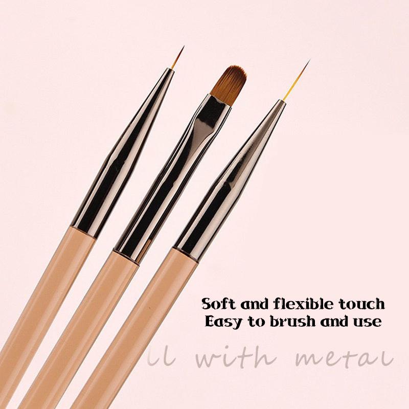 3 Pcs Manicure Brushes Dual Use Gel Gradient Brush Ultra Thin Line Drawing Pen Dual End Nail Art Design Painting Tools
