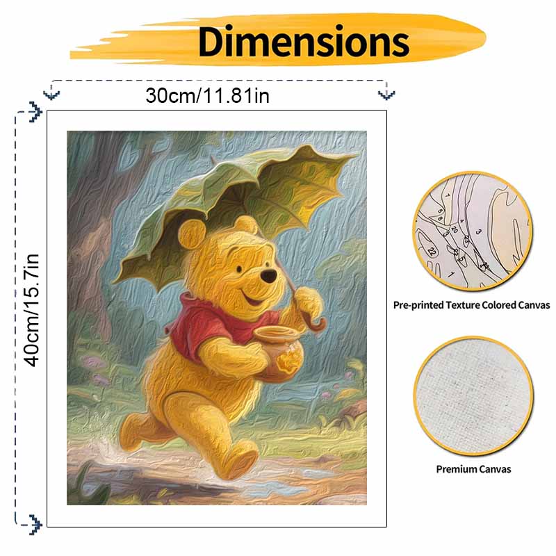Disney Винни-Пух Зонт от дождя Горшочек с медом Цифровая масляная живопись Художественный набор Ручная роспись Домашний декор