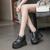 Fashion 12CM Women Breathable Platform Hidden Heels Shoes Cow Genuine Leather Synthetic Slip-On Fashion Spring Autumn Chunky Sneaker