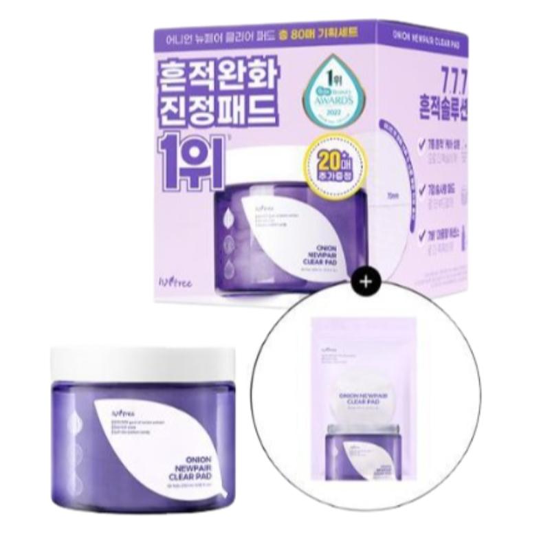 ISNTREE Луковые пэды Newpair Clear 60 штук (+20 листов наполнителя в качестве бонуса)