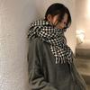 The  Autumn And Winter Thousand -Bird Lattice Scarf Female Korean Version Thickened Warm And Warm Versatile Lattice Knitting