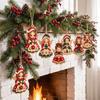 Christmas Tree Hanging Ornaments 6Pcs Wooden Angel Ornaments, 2D Flat with Hemp Rope, Vintage Style Retro Pendants for Fireplace and Holiday