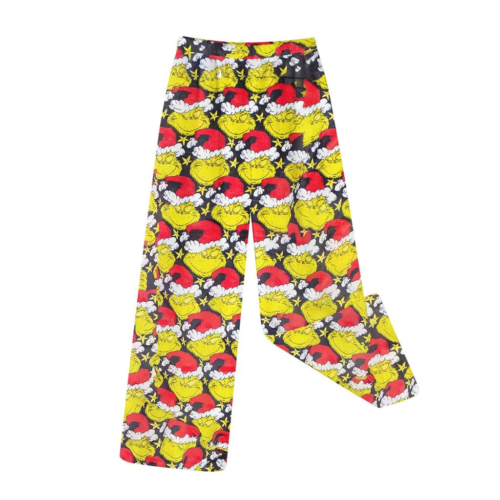 Детские зимние брюки, длинные брюки, фланелевые брюки с рождественским принтом