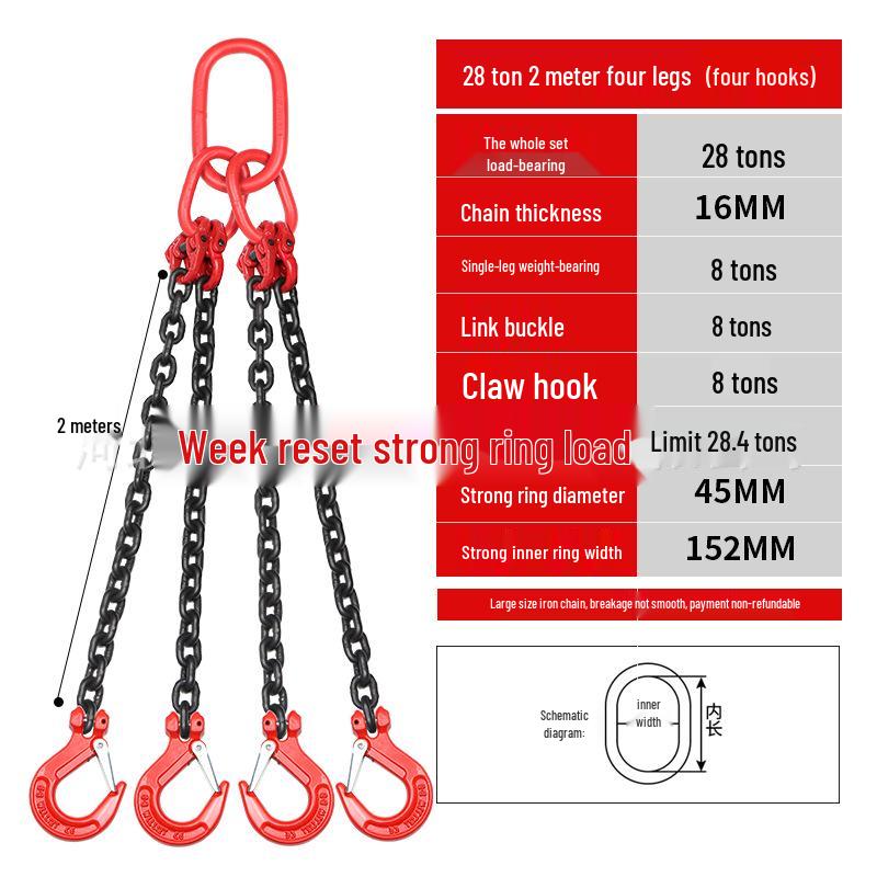 G80 Manganese Steel Lifting Chain Slings with Hooks - Single & Double Leg Set