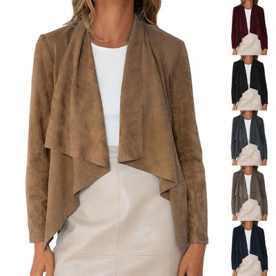 Женская повседневная однотонная куртка с длинными рукавами из искусственного оленя, модная свободная куртка