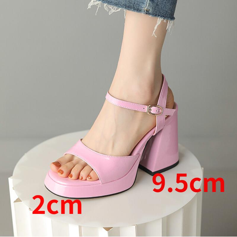 Модные летние женские туфли 2024 года, босоножки на высоком каблуке, мягкие кожаные туфли на платформе, роскошные босоножки на толстой подошве, квадратные высокие каблуки, большой размер 43