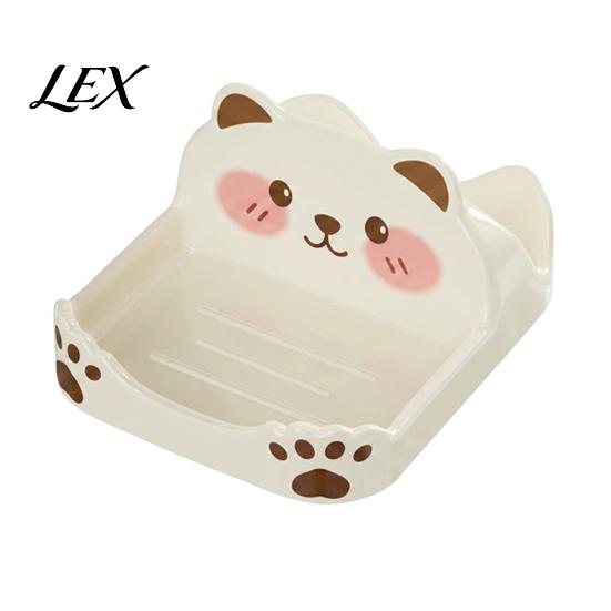 Decorative Kitchen Counter Organizer Cute Bear Pot Lid Holder for Countertop, Multipurpose ABS Practical Cooking Helper Plastic Spatula Spoon