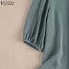 ZANZEA Womens Half Sleeve Round Neck Loose Blouse