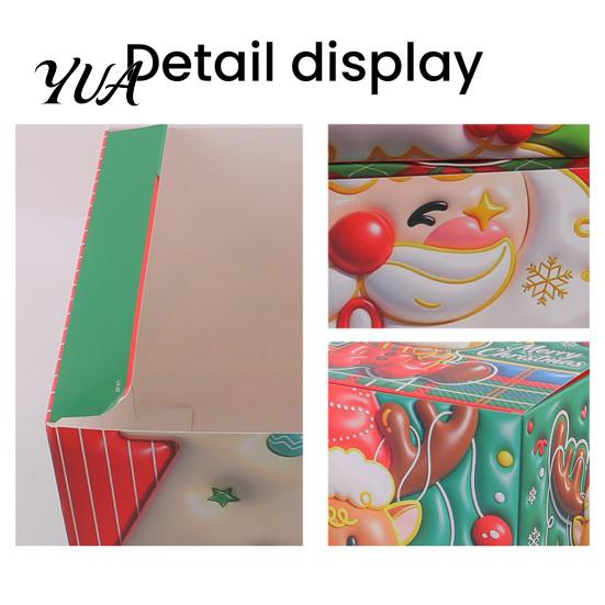 Snowman Elk Holiday Decor 3Pcs Christmas Stackable Gift Box, Layered Cube Plastic Boxes with Santa Decorative Reindeer, Tabletop Display for