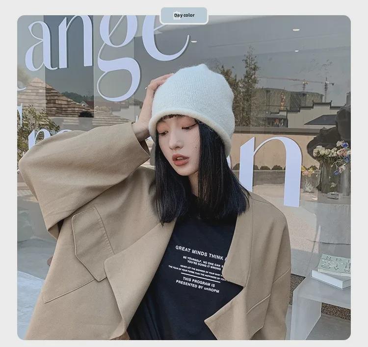 Japanese-Korean Style Warm Knitted Wool Hat for Autumn and Winter - Trendy, All-Match, Fits Large Head Circumference