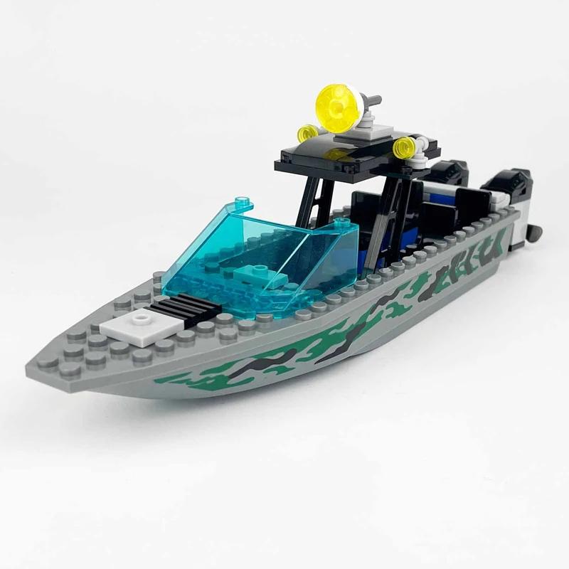 MOC World Camo Submarines Police Dog Speedboats Rubber Boats War Scene Military Building Blocks Model Bricks Kits Sets Ideas