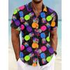 Pineapple Tropical Men's Shirt Summer Aloha Shirt Casual Holiday Summer Spring Turndown Short Sleeve Stretch Fabric Shirt