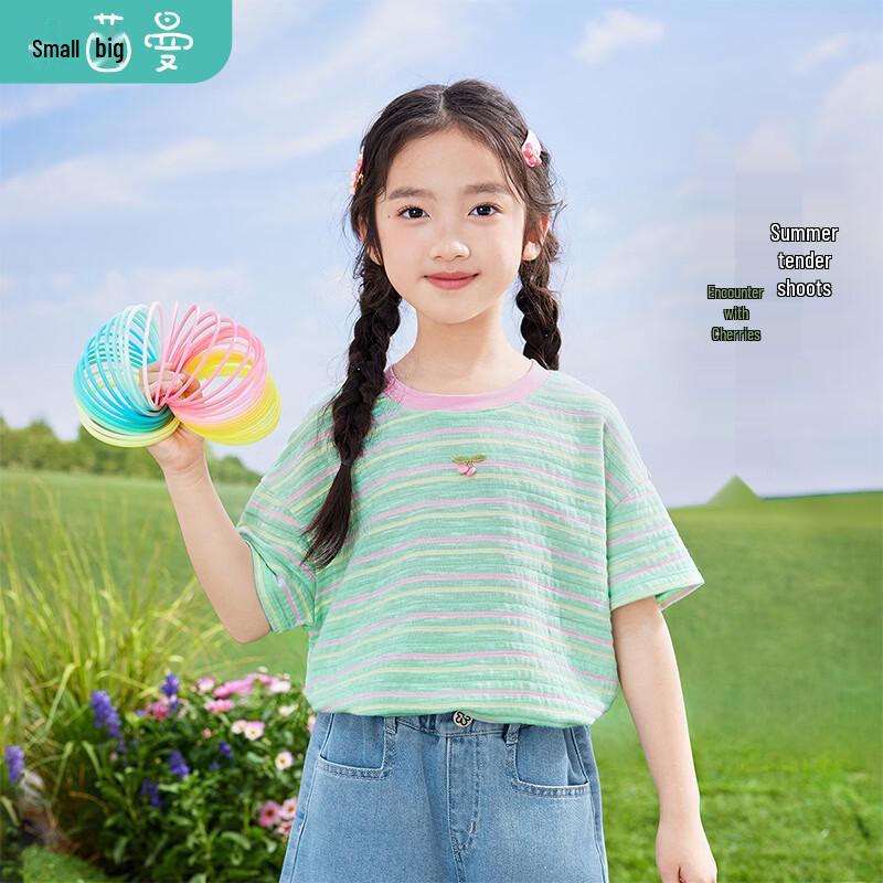 Полосатая футболка с коротким рукавом для девочек Xiaoyinman