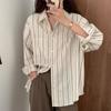 Summer New Long Sleeve Stripe Casual Shirt for Women Fashion Elegant Loose Blouse Women Button Up Simple Office Lady Shirts 24303