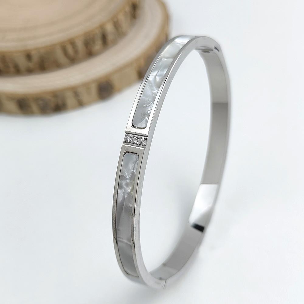 New stainless steel gold plated white shell zircon bracelet, high quality waterproof women's bracelet, wedding party jewelry