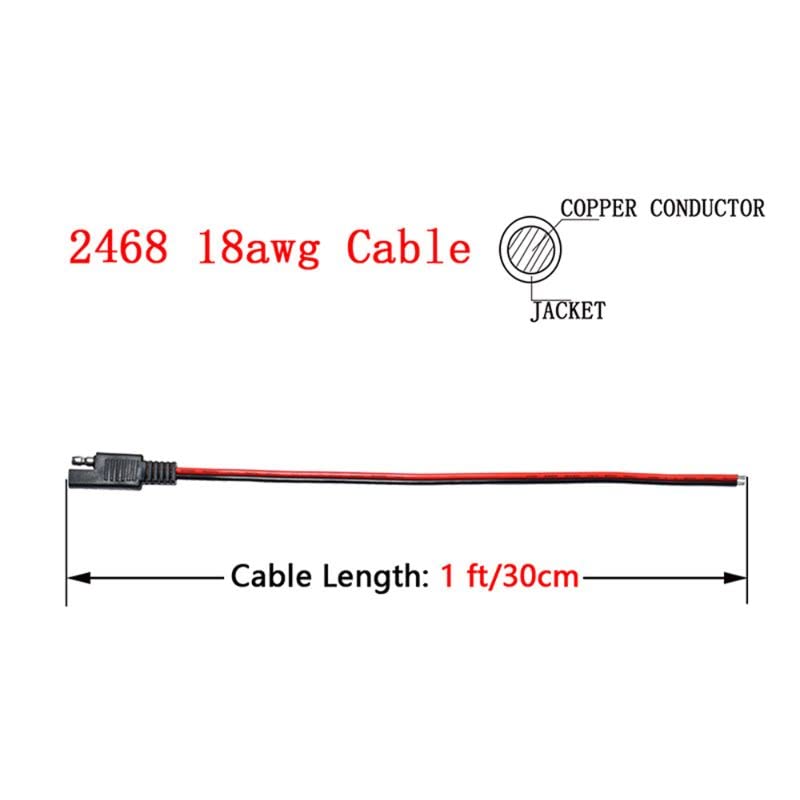 Audiofan SAE Connector Cable 2 Pin 18AWG Soldering Polarity (Red Black) Please Note About 30cm 2pcs
