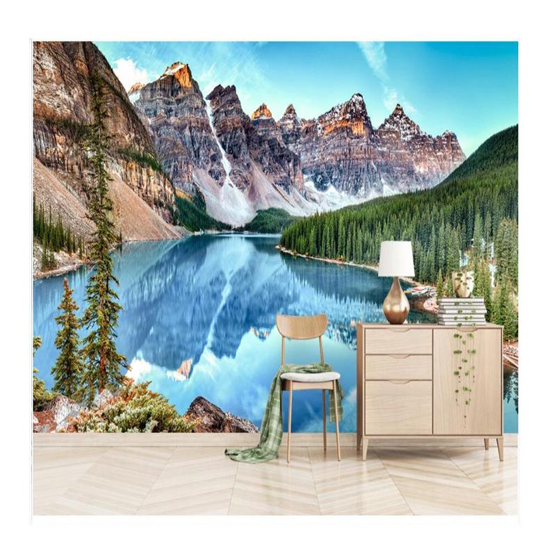 Forest Lake 3d Wall Murals For Living Room Simple Snow Mountain Wallpaper Home Decor Wall Paper For Walls