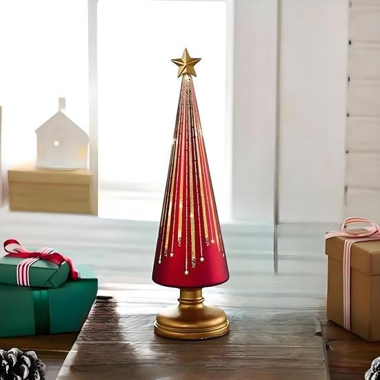 1/3Pcs Christmas Tree Decor with LED Light Built-in Timer Gradient Xmas Tree Sculptures Festive Home Decor