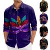 Мужская весенняя повседневная свободная рубашка с длинным рукавом с принтом Мужская рубашка