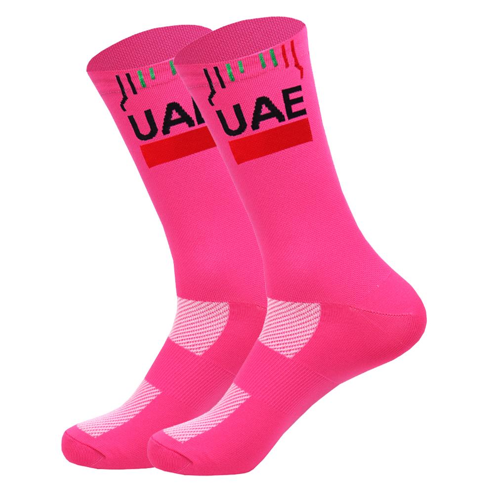 White UAE Cycling Socks Red TEAM Lightweight Large Mesh Design MTB Bicycle Sock Unisex Adult Compression Non Slip Runing Socks