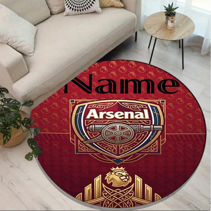 Custom Name Personalized Arsenal F.C Print Round Rug, Versatile Home Decor Carpet, for Playroom, Apartment, Balcony, Entryway, Hallway Gift