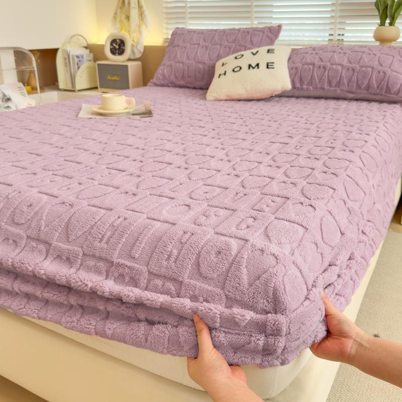 Winter Warm Fitted Bed Sheet Taff Velvet Fleece Bed Linen Single/Double/King/Queen Size Plush Mattress Cover Thick Bed Cover