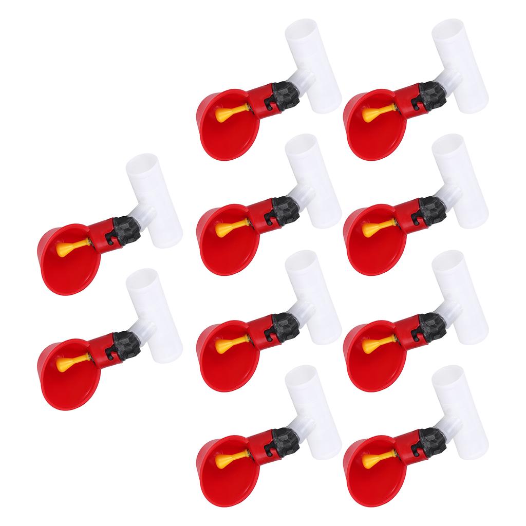 10 шт. автоматических чашек для поения кур, поилка для кур, тройник 1/2 дюйма, инструменты для кормления кур, красный