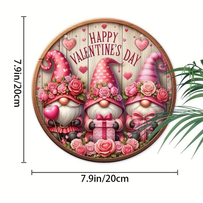 1pc Valentine's Day Gnome Wooden Sign, 7.87" X 7.87" - Rustic Wall Art Decor, Welcome & Wreath Sign, Gift for Friends, Versatile Indoor & Outdoor Dec