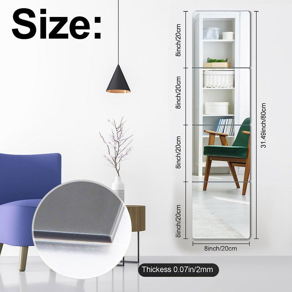 4 Pack 8 X 8 Inch Wall Mirror Tiles Acrylic Small Mirrors Acrylic Square Mirror Wall Stickers