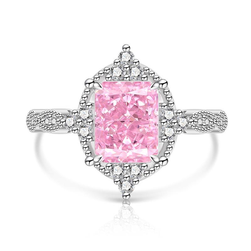 925 Sterling Silver Ice Cut Colored Gem Inlaid Super Sparkling High Carbon Diamond Ring for Women Fashion Daily Party Jewelry Gift