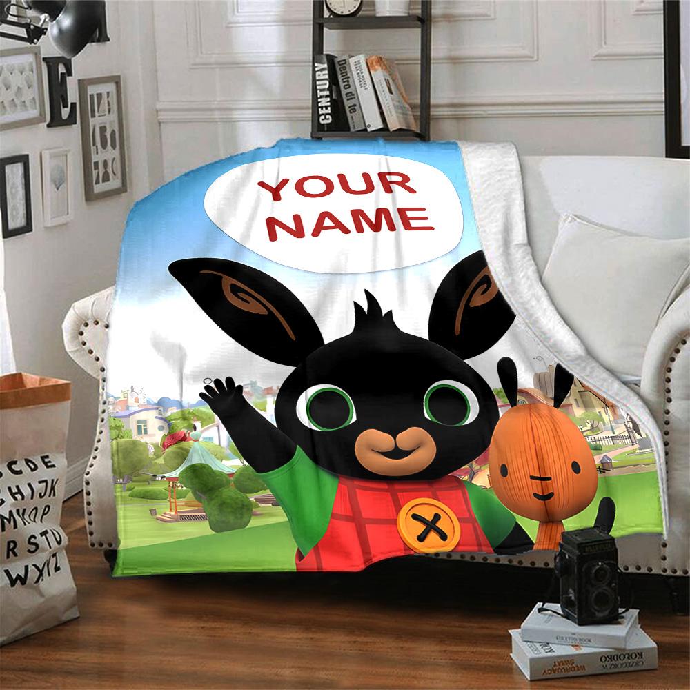 Customizable Bing Bunny1 Throw Blanket – Personalized Name, All-Season Cozy Snug Blanket, Machine Washable, Personalized Blanket