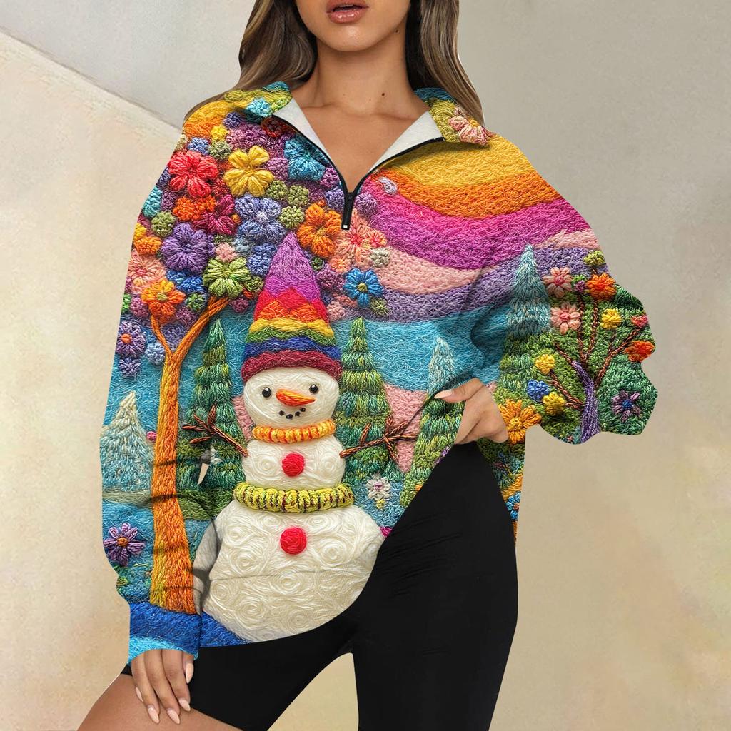 Женская повседневная мода с длинным рукавом и принтом, свободный свитшот на молнии