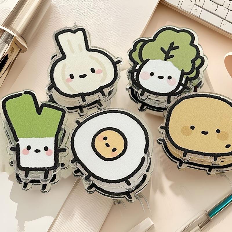 10Pcs Cute Cartoon Vegetable Acrylic Memo Clips Double Sided Paper Clamp Student Stationery Gift