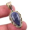 Natural Iolite Gemstone 925 Solid Sterling Silver Two Tone Pendant 1.50'' F8m51