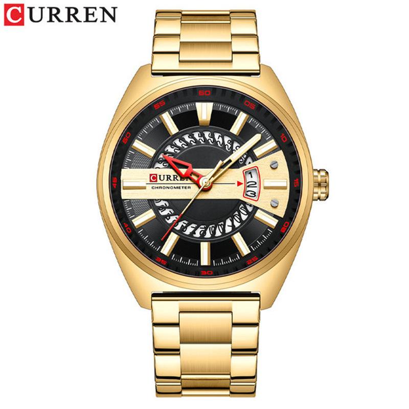 CURREN New Top Men's Watches Calendar Steel Band Quartz -off Business Creative Male Watch