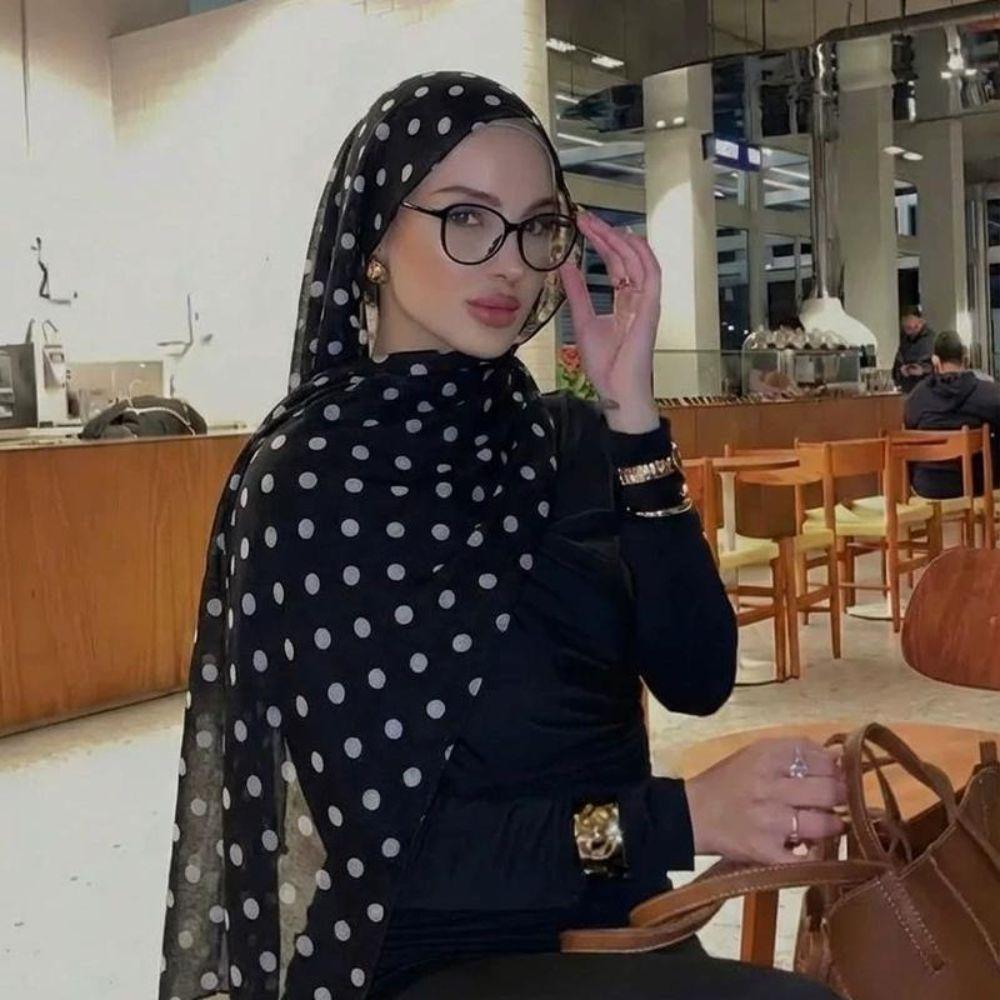 Bali Cotton Texture Women's Scarf Polka Dot Head Wrap Lightweight Print Scarf Head Decoration