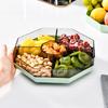 High-end Living Room Coffee Table Candy Nut Snacks Partition Storage Fruit Box Tray Household Double Layer Rotating Dried Fruit with Lid