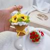 Крючком Роза Подсолнух Брелок для ключей Аксессуары для сумок Шармы для сумок Вязаный брелок для ключей Искусственный цветок Брелок-подвеска Аксессуары